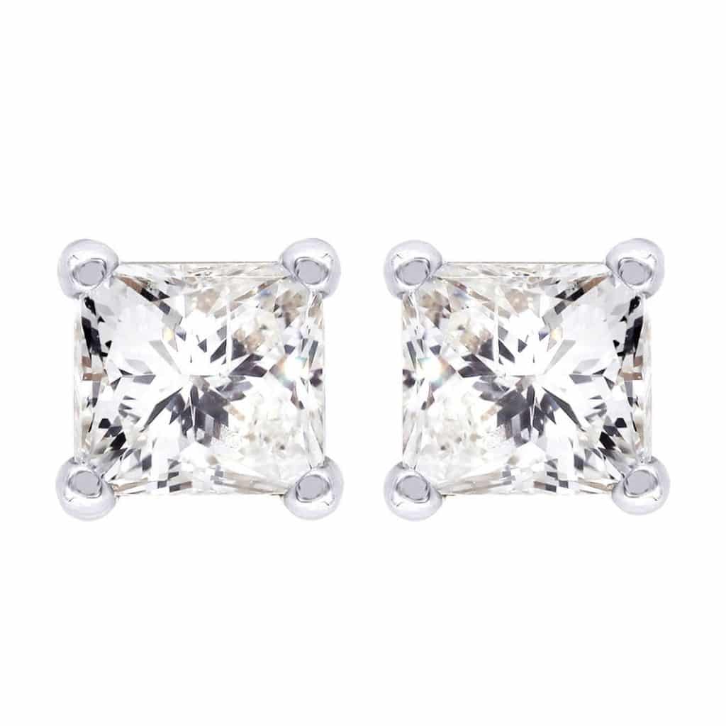 Princess Cut Diamond Stud Earrings For Men 14K White Gold 0.25 Carats Review