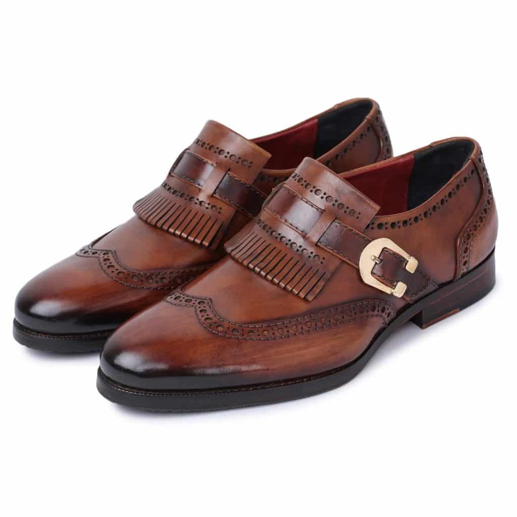 Lethato Wingtip Brogue Kiltie Monk Strap Shoes - Brown Review