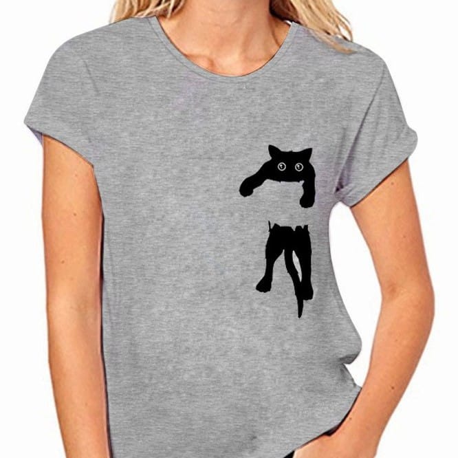 Annie Cloth Short Sleeve Abstract Cat Printed Cute Casual T-Shirts Review