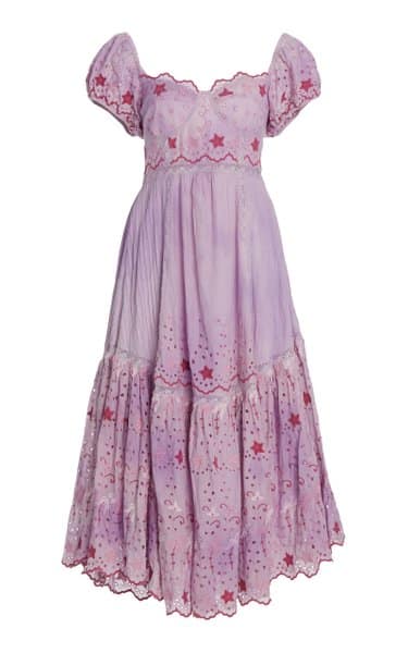 Moda Operandi LoveShack Fancy Magena Embroidered-Eyelet Cotton Midi Dress Review