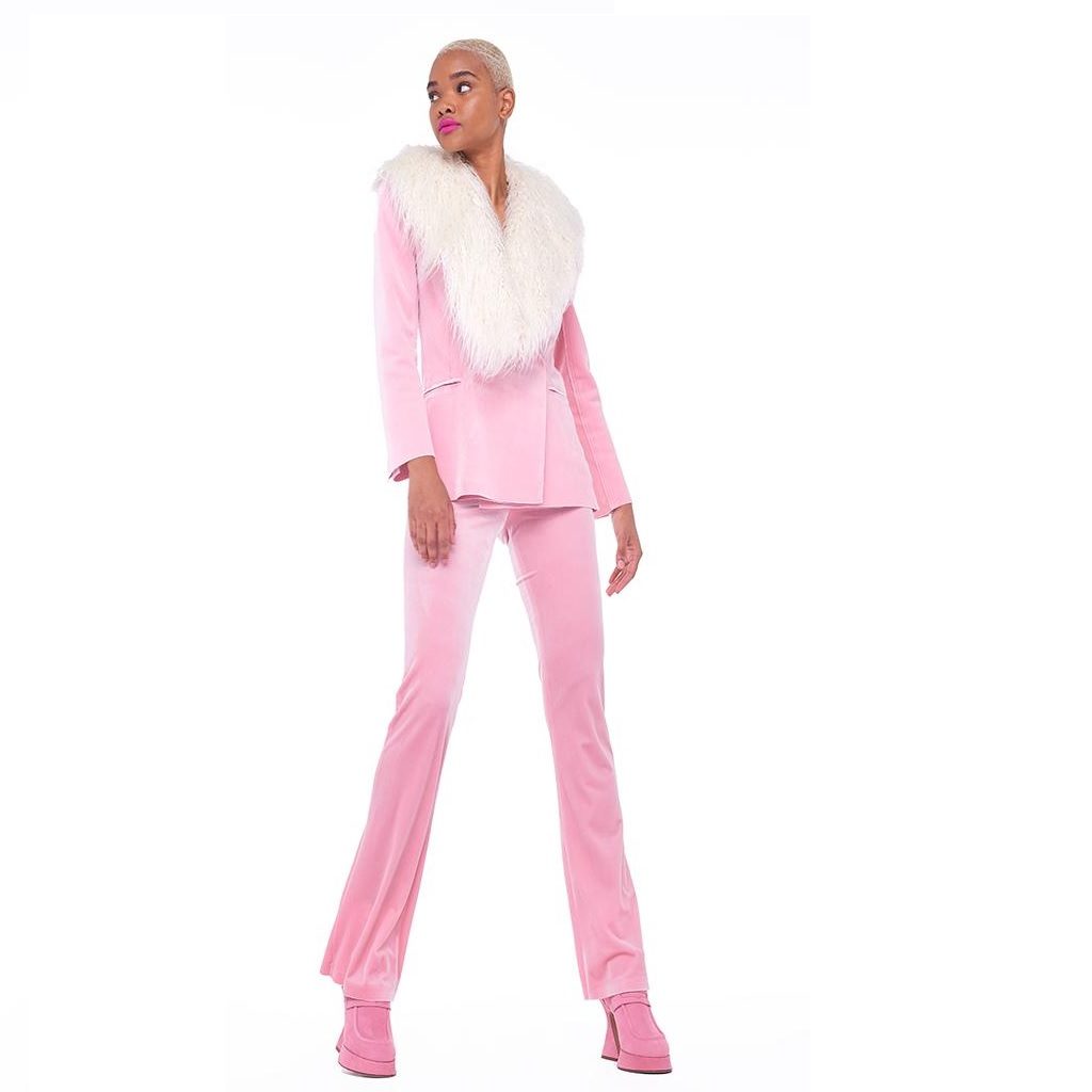Norma Kamali Faux Fur Collar White Dusty Pink Review