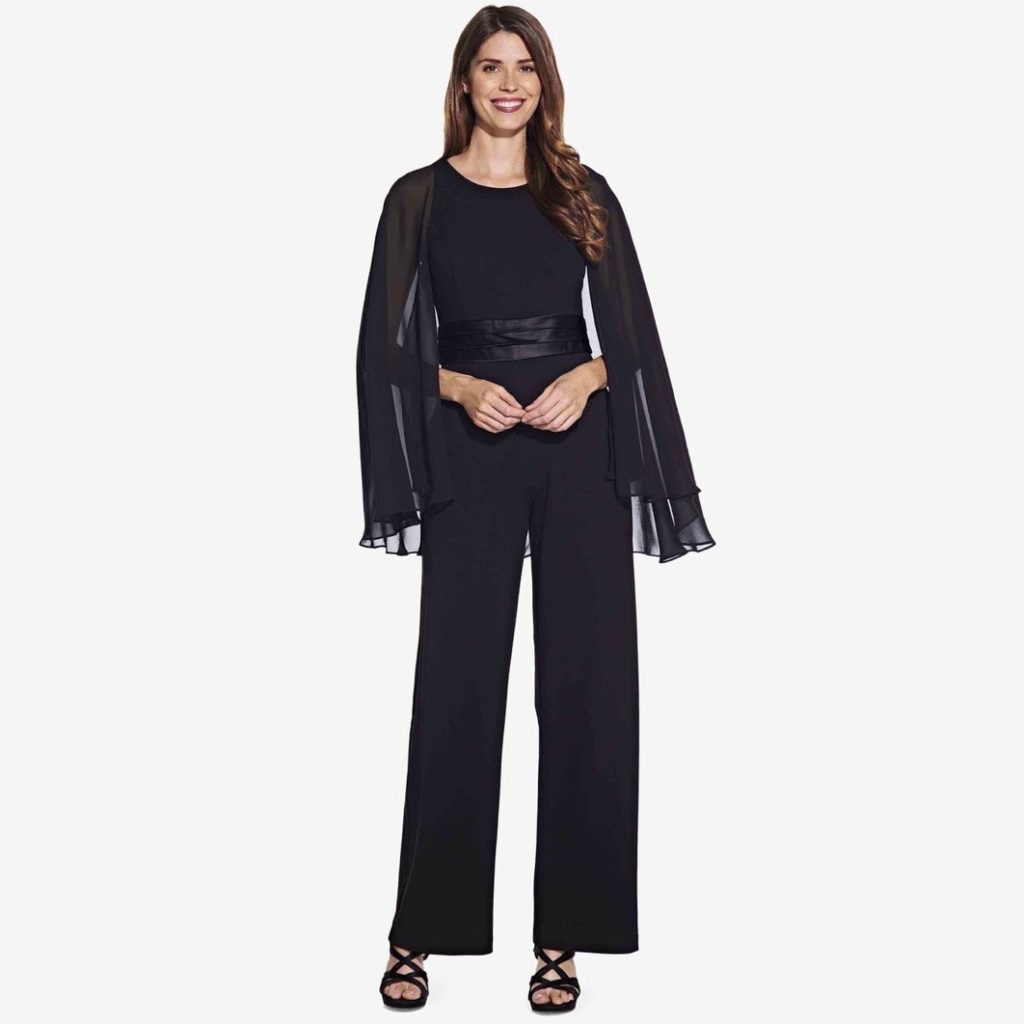 Adrianna Papell Cape Jumpsuit with Contrasting Belted Waist Review