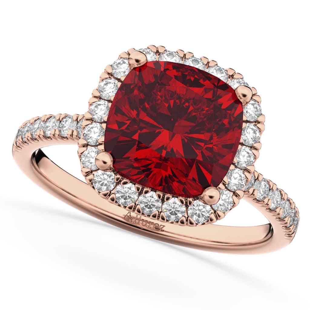 Allurez Cushion Cut Halo Ruby & Diamond Engagement Ring Review