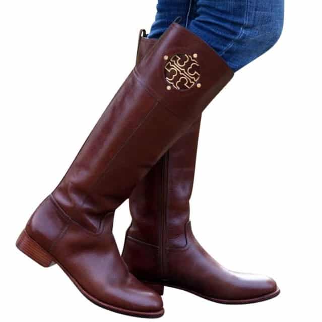 Bergdorf Goodman Tory Burch Kiernan Leather Logo Riding Boot, Almond Review