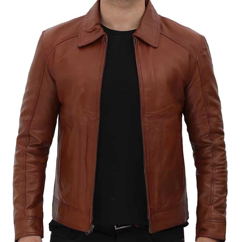FJackets Brown Shirt Collar Casual Leather Jacket Review