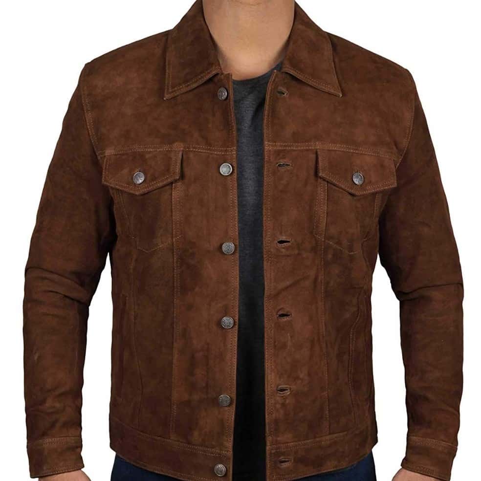 FJackets Dark Brown Trucker Shirt Collar Suede Jacket Mens Review