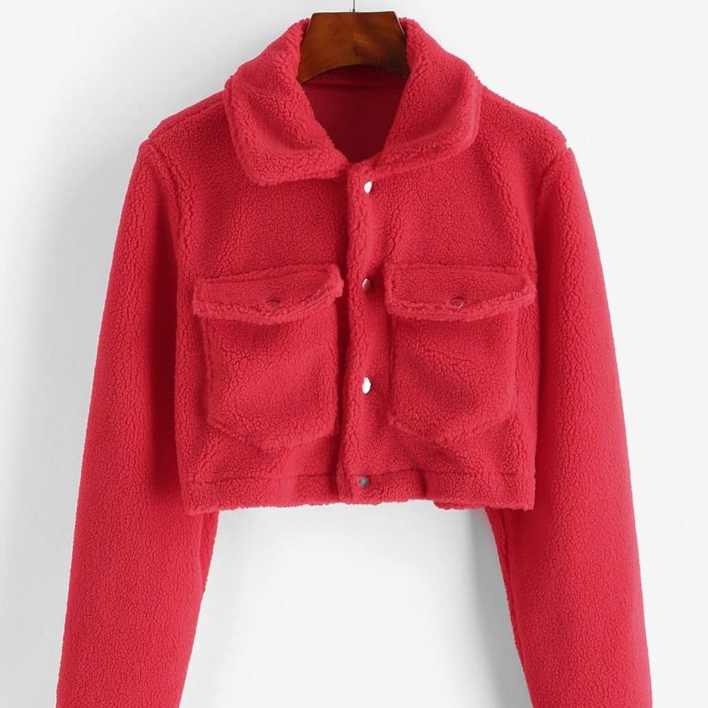 Zaful Snap Button Teddy Cropped Jacket Review