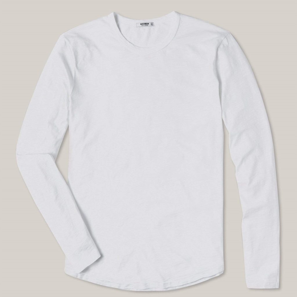 Buck Mason White Long Sleeve Slub Curved Hem Tee Review 