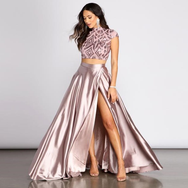Windsor Persephone Formal Satin and Sequin Two-Piece Dress Review