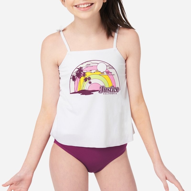 Justice Color-Changing Graphic Tankini Swim Set Review