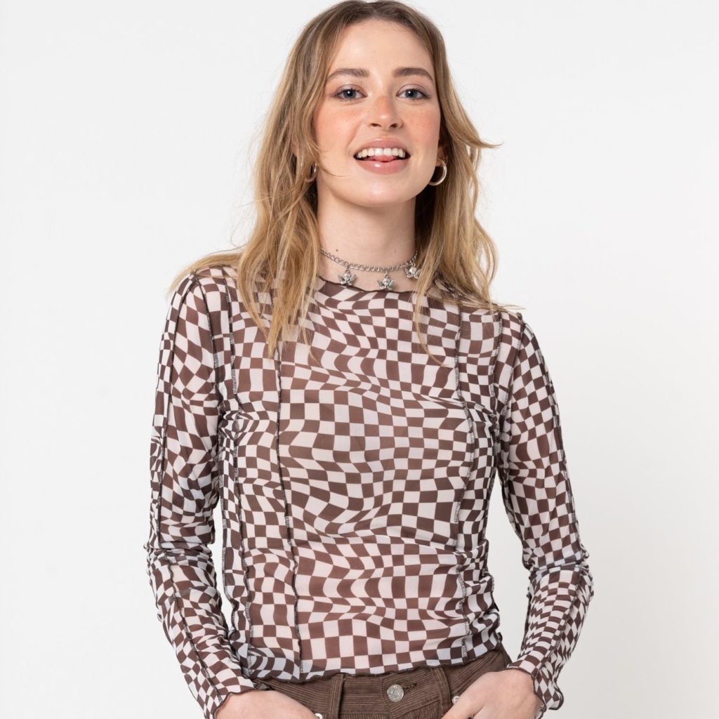 Minga London Distorted Check Mesh Top Review 