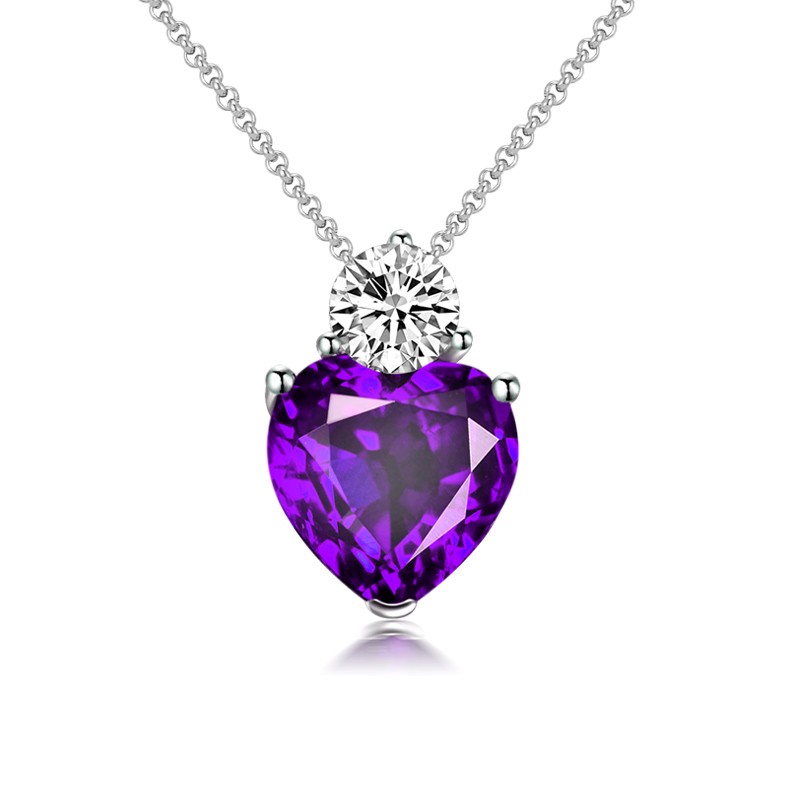 Vancaro Amethyst Silver Heart Necklace In Sterling Silver Round Diamond Review