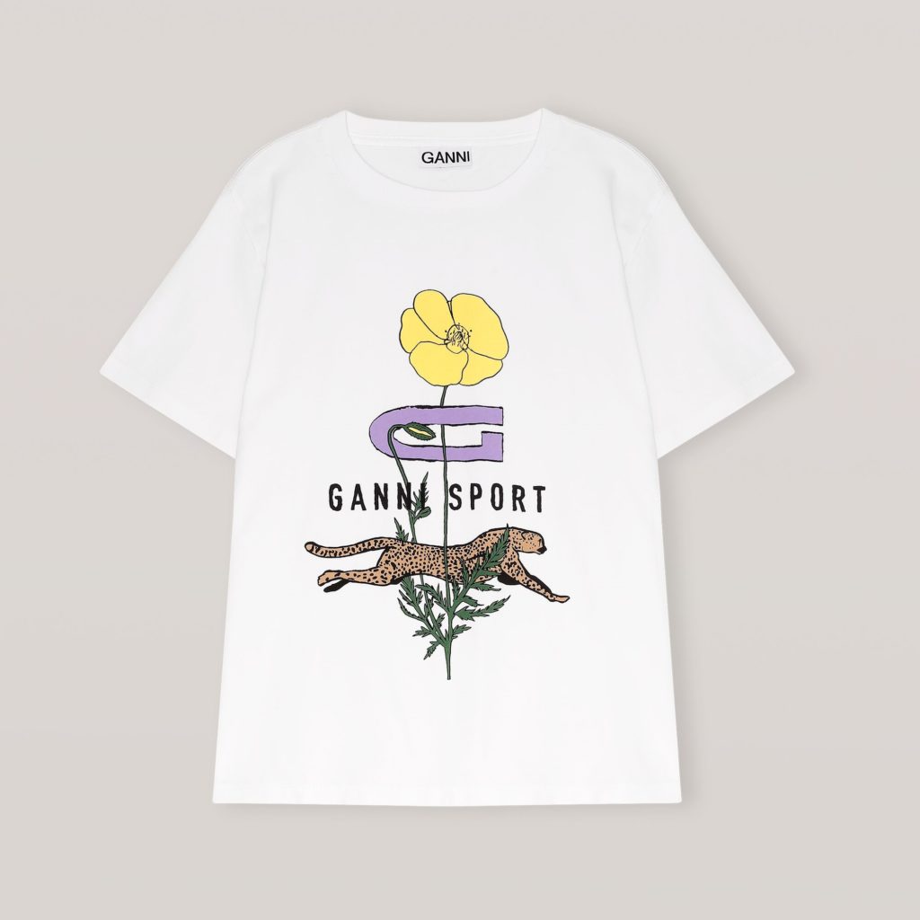 Ganni Basic Cotton Jersey T-Shirt Sport Flower Review