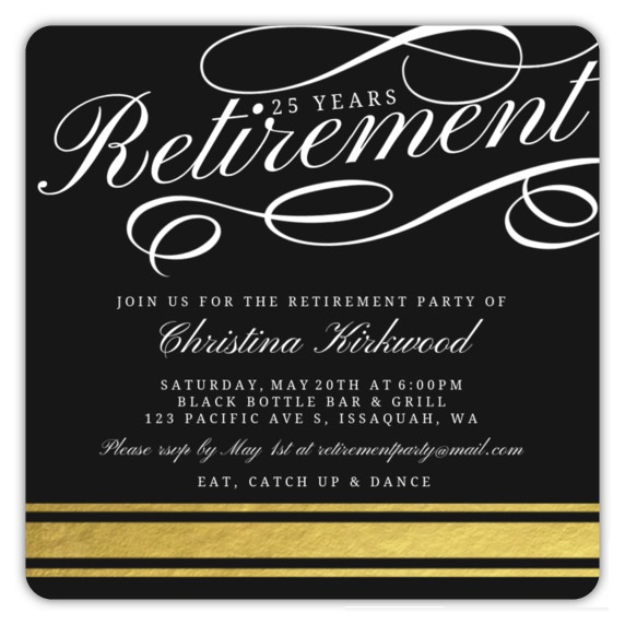 PurpleTrail Simple Gold Foil Retirement Party Invitation Review