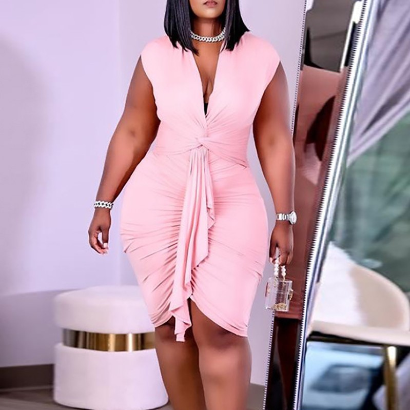 CBRStyle Plus Size Tied Detail Ruched Bodycon Dress Review