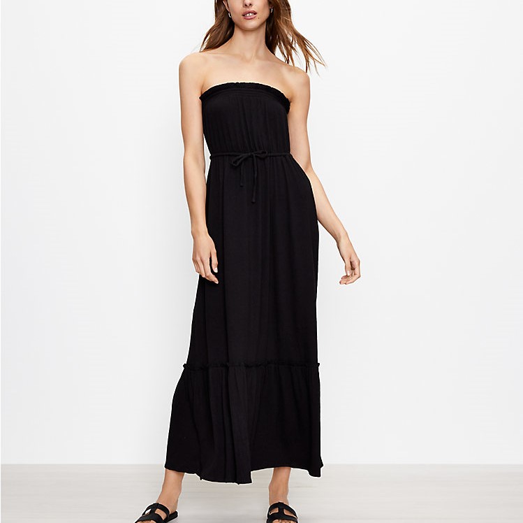 Loft Strapless Drawstring Maxi Dress Review