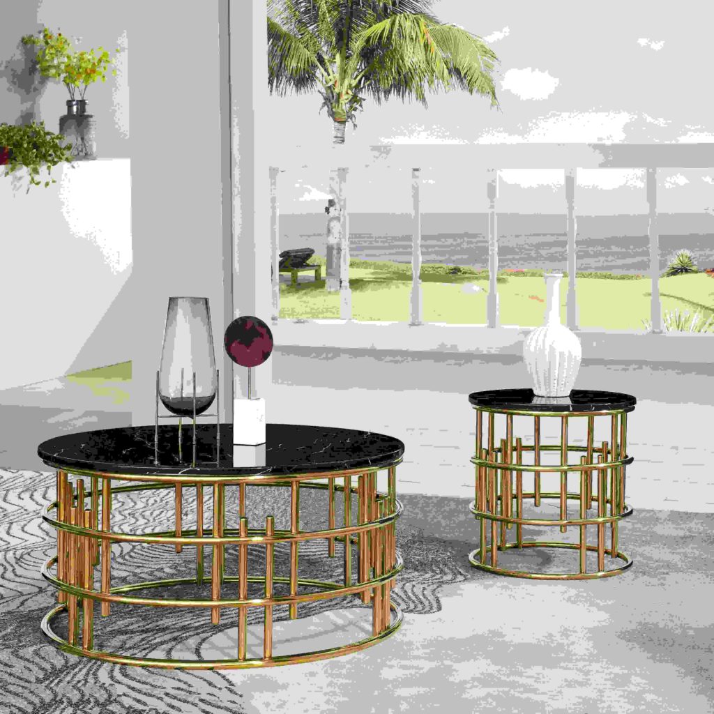 The Classy Home Cosmos Furniture Carissa Talia Gold Black 2pc Coffee Table Set Review