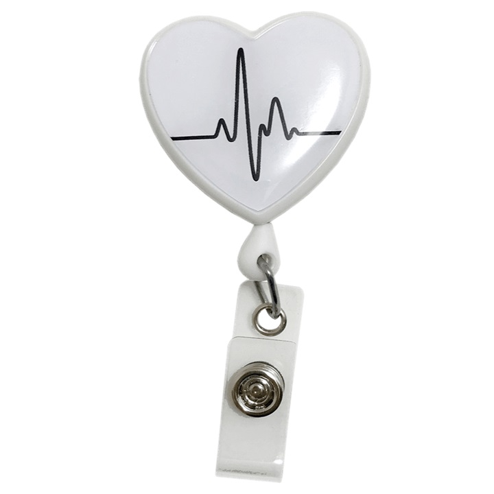 Uniform Advantage Prestige Deluxe Retracteze White EKG Heart Button Snap ID Badge Holder Review
