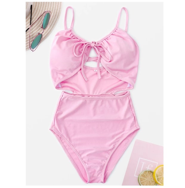 Yoins Pink Sexy Cutout One-Piece Bikini Review 