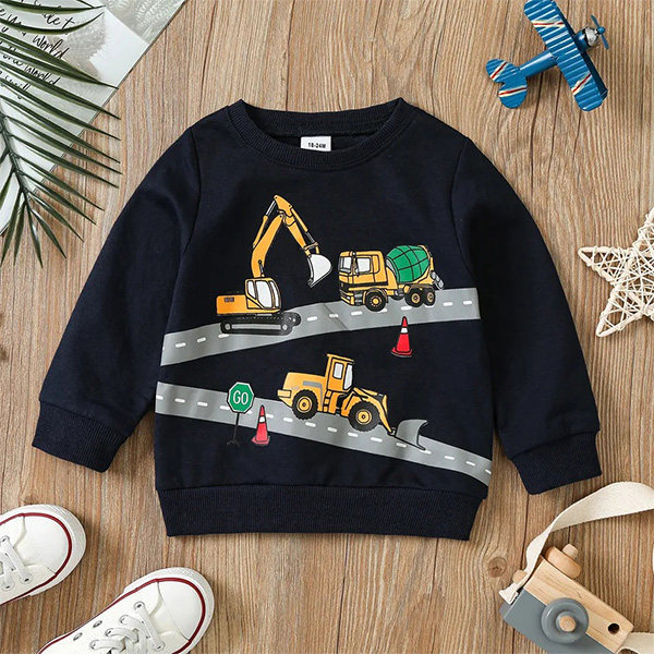 Popopie Toddler Boys Engineering Car Print Long Sleeve Sweatshirt Review
