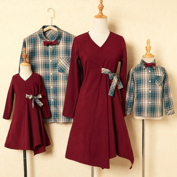 Popopie Red Dress And Plaid Shirt Family Matching Outfits Review