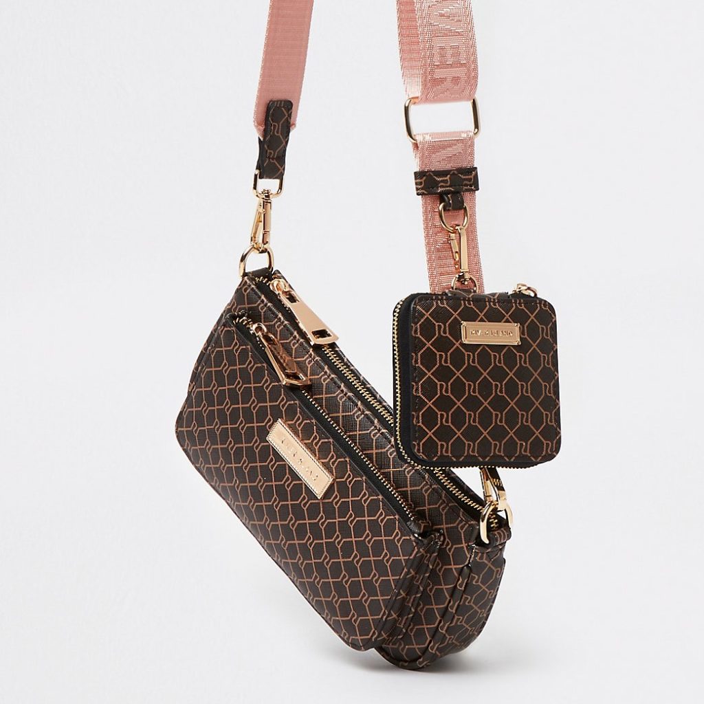 River Island Brown Ri Monogram Cross Body Bag Review