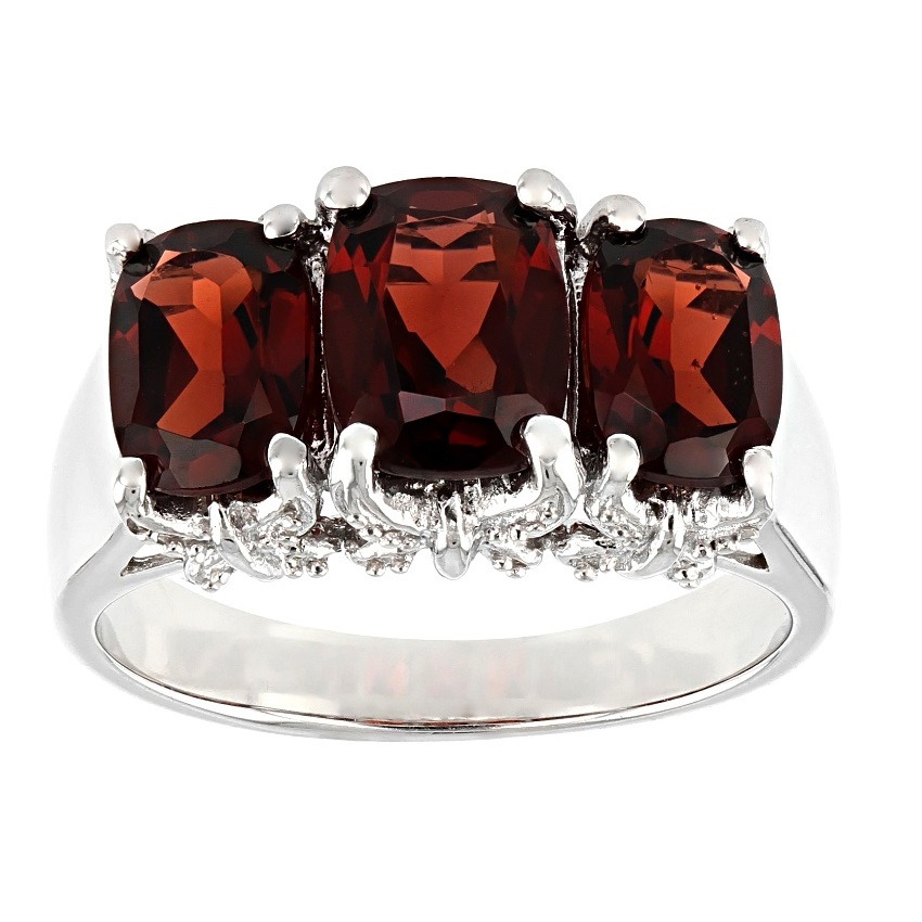 JTV Red Garnet Rhodium Over Sterling Silver 3-Stone Ring Review