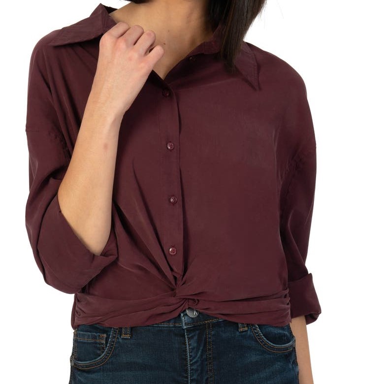 Kut from the Kloth Callie Twist Front Top Deep Burgundy Review