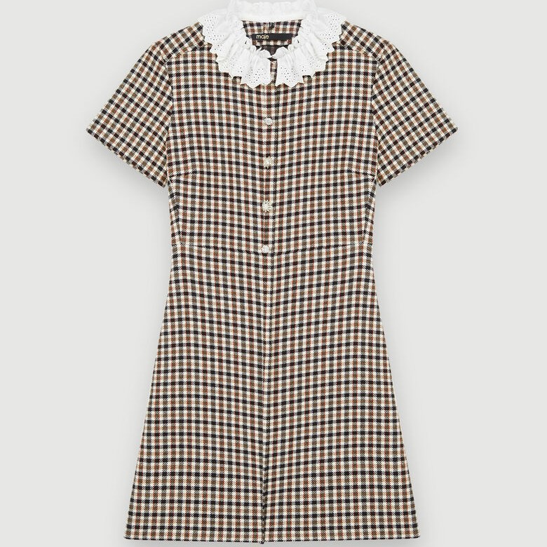 Maje Checked Dress With Lace Collar Review
