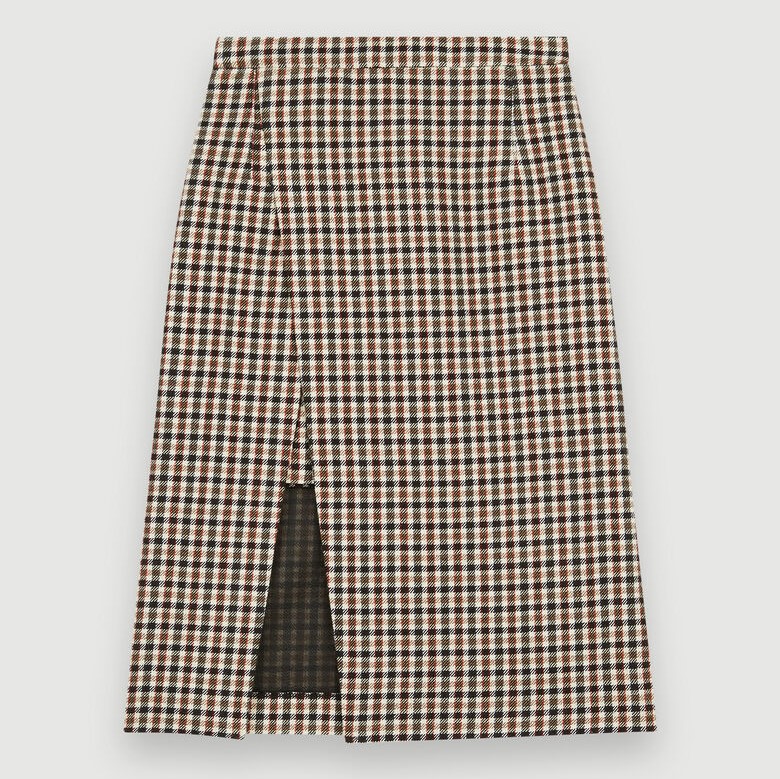 Maje Checked Tailored Skirt With A Slit Review