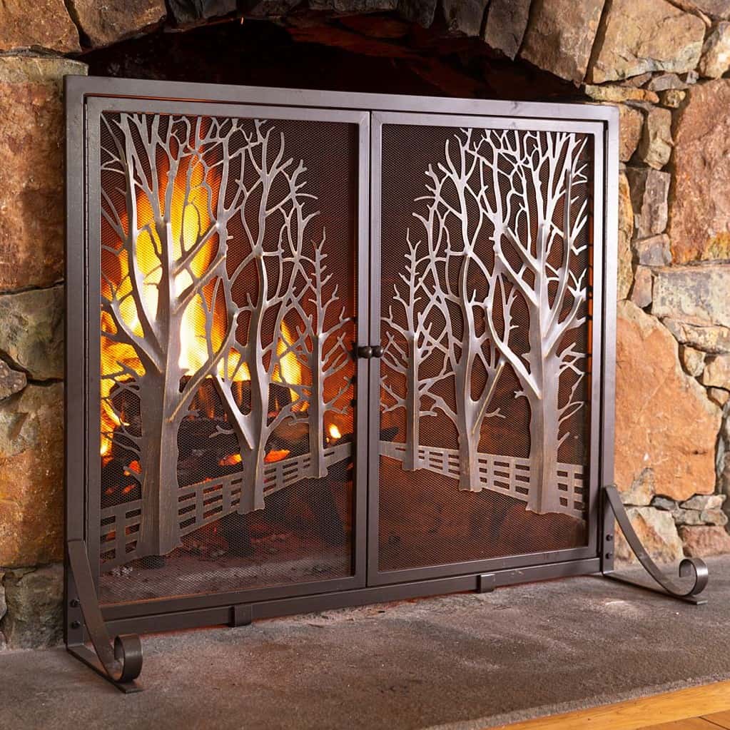 Plow and Hearth Country Road Tree Line Fireplace Screen with Doors Review