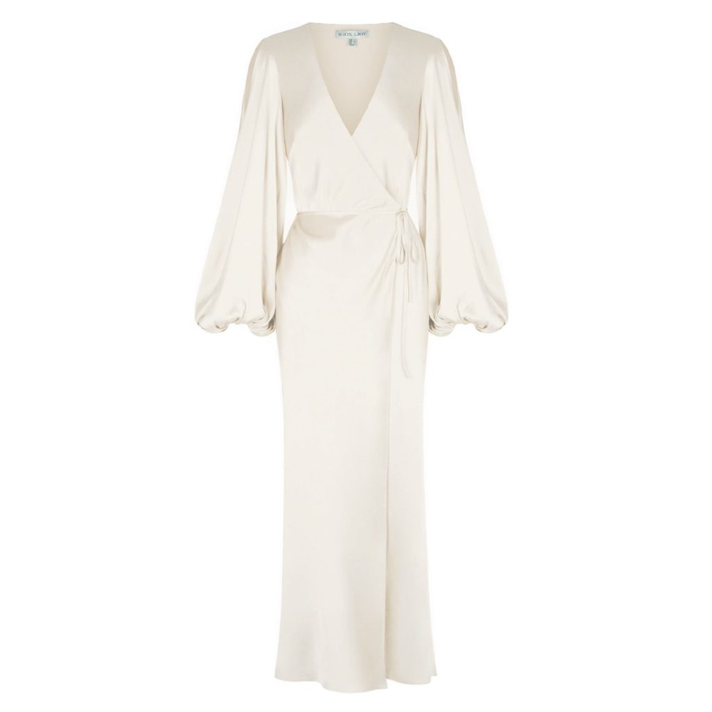 Shona Joy La Lune Full Sleeve Wrap Midi Dress Cream Review