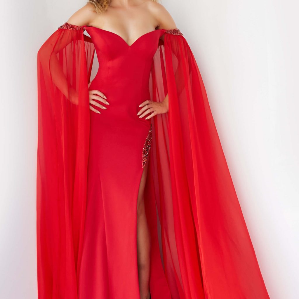 Jovani Dresses 07652 Red Off the Shoulder Gorgeous Prom Gown Review