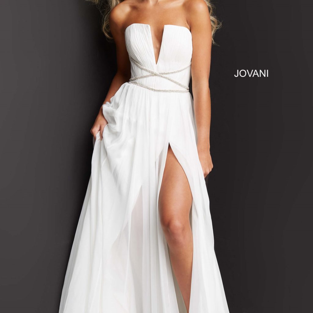 Jovani Dresses 05971 Gorgeous Off White Chiffon Strapless Prom Dress Review