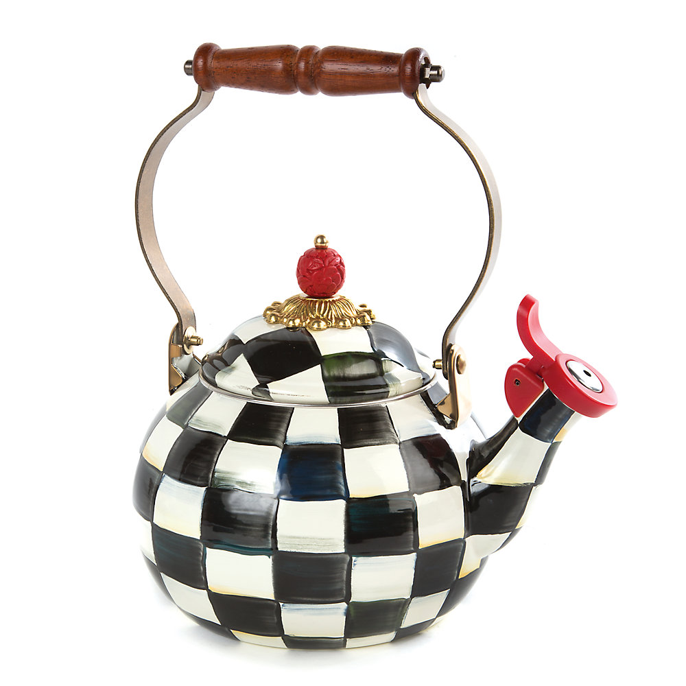 Mackenzie Childs Courtly Check Enamel Whistling Tea Kettle Review
