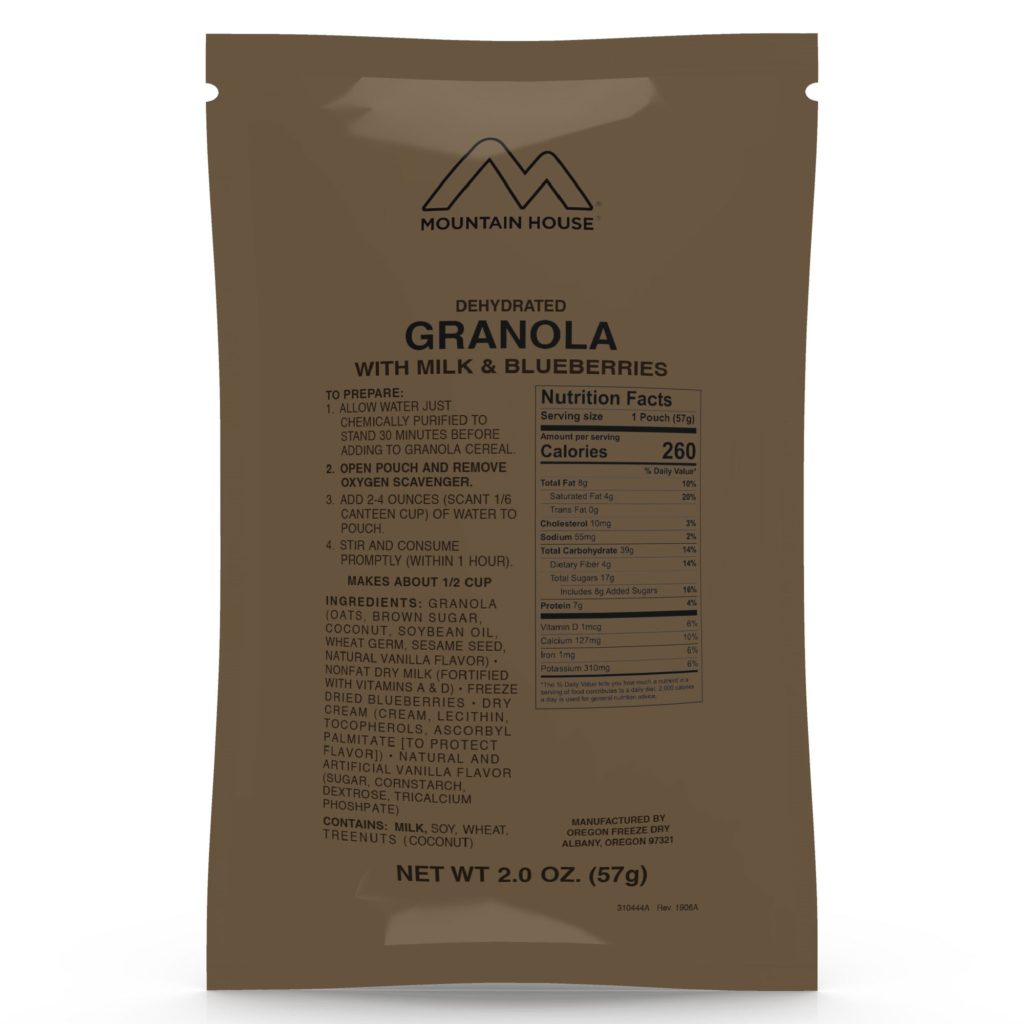 Mountain House Granola with Milk & Blueberries Military Review
