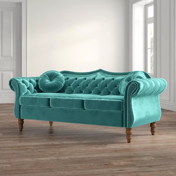 Evianna 79.5'' Velvet Rolled Arm Sofa