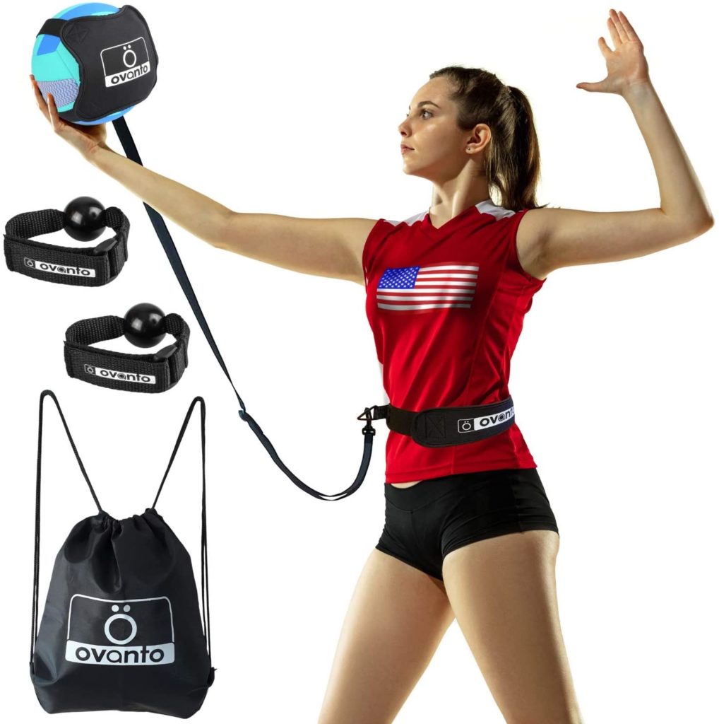 Volleyball Training Equipment Aid,Improve Serve,Arm Strength,Spike&Setting Technique Aid.Adjustable Cord and Waist Length fits Indoor Outdoor Beginners&Pro Football Volleyball 