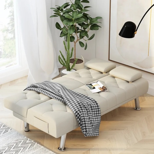 Quinillo 66.3'' Linen Armless Sofa Bed