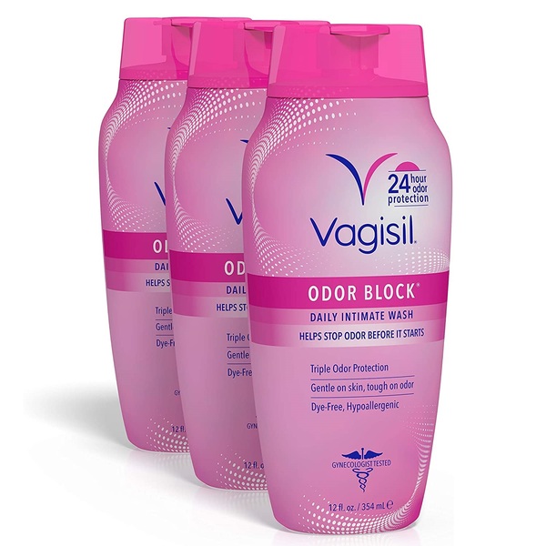 Vagisil Odor Block Daily Intimate Feminine Wash for Women, Gynecologist Tested, Hypoallergenic, 12 Ounce- Pack of 3 (Packaging May Vary)