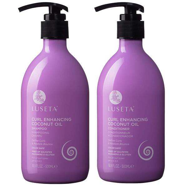  Luseta Curl Enhancing Coconut Oil Shampoo & Conditioner Set,Unlimited Bounce and Definition, Reduce Frizz and Repair Dry Hair, for All Curl Types Sulfate & Paraben Free, 2 x 16.9oz