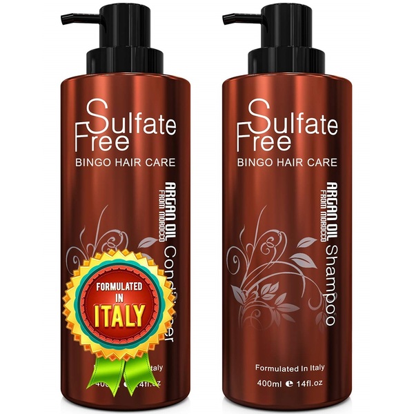  Moroccan Argan Oil Sulfate Free Shampoo and Conditioner Set - Best for Damaged, Dry, Curly or Frizzy Hair - Thickening for Fine/Thin Hair, Safe for Color-Treated, Keratin Treated Hair