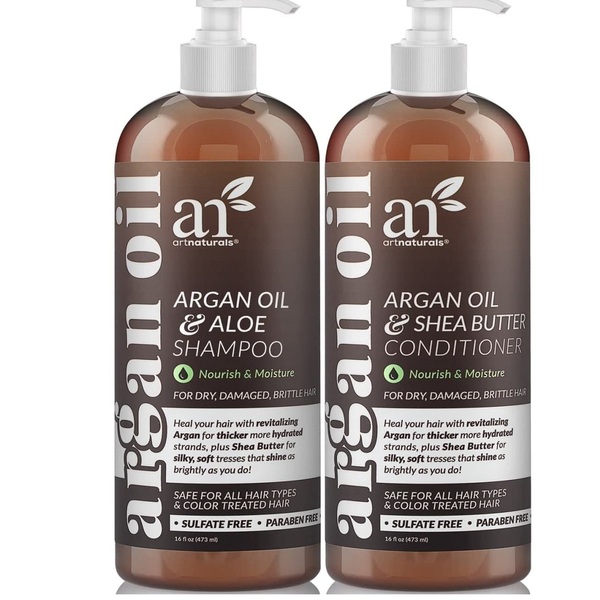  Artnaturals Moroccan Argan Oil Shampoo and Conditioner Set - (2 x 16 Fl Oz / 473ml) - Volumizing & Moisturizing - Gentle on Curly & Color Treated Hair