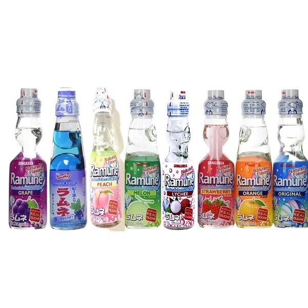 Ramune Japanese Soda Drinks Gift Set 8 Variety Pack Additional 3 Pack Ginger Honey Crystals