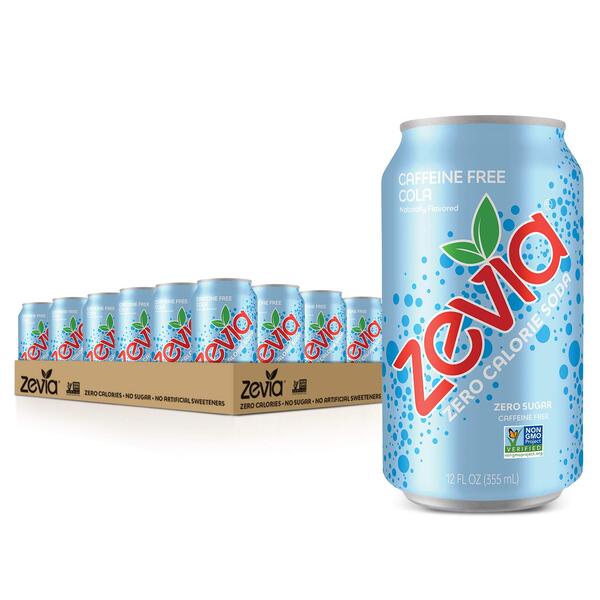 Zevia Zero Calorie Soda, Caffeine Free Cola, 12 Ounce Cans (Pack of 24)