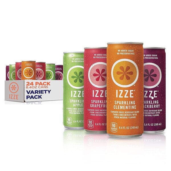  IZZE Sparkling Juice, 4 Flavor Variety Pack, 8.4 Fl Oz (24 Count)