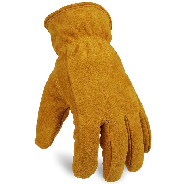 #3 – OZERO Work Gloves Winter Insulated Snow Cold Proof Leather Glove Thick Thermal Imitation Lambswool - Extra Grip Flexible Warm for Working in Cold Weather for Men and Women (Gold,Medium)