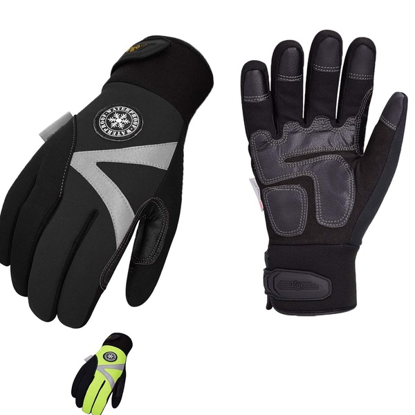 20 Best Winter Work Gloves 9 Vgo 2-Pairs -4℉ or above 3M Thinsulate C100 Lined High Dexterity Touchscreen Synthetic Leather Winter Warm Work Gloves, Waterproof Insert (Size XL, Black, Fluorescent Green, SL8777FW)
