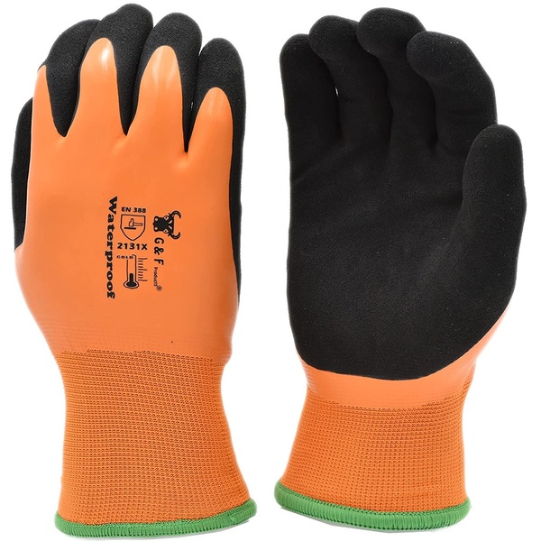 G & F Products 100% Waterproof Winter Gloves for outdoor cold weather Double Coated Windproof HPT Plam and Fingers Acrylic Terry inner keep hands warm at -58F Medium, winter waterproof gloves , Orange