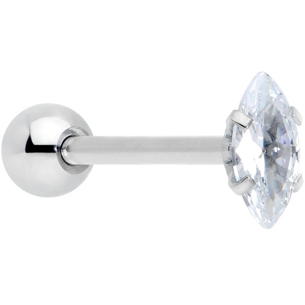 Body Candy Clear CZ Gem Oval Top Barbell Tongue Ring Review